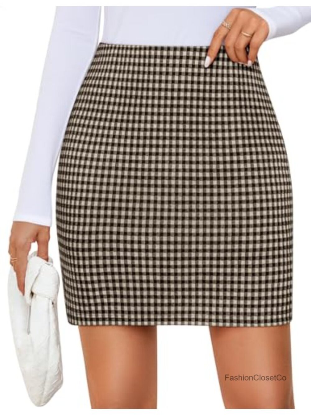 Women's High Waist Plaid Bodycon Pencil Skirt with Built-in Shorts Mini Skort